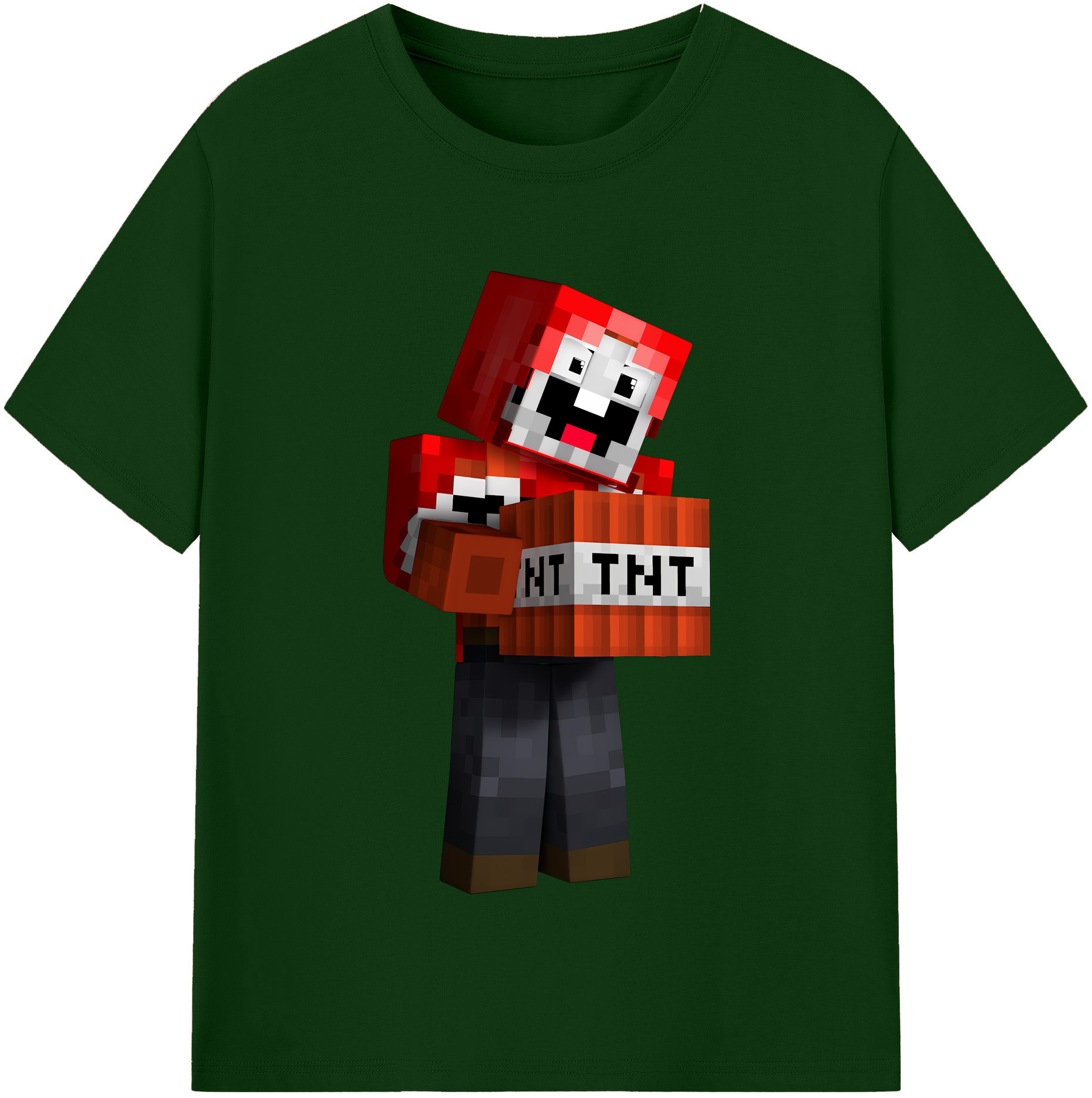 （画像用） マインクラフト ブロックの世界 Minecraft MC Block world 綿100％半袖Tシャツ（フロントプリント）